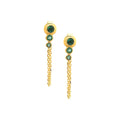 Aretes de Dama Oro 14k Redondos con Esmeralda