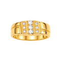 Anillo de Matrimonio de Hombre Oro 14k Grecas con Solitarios
