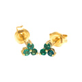 Aretes de Dama Oro 14k Redondos con Esmeralda