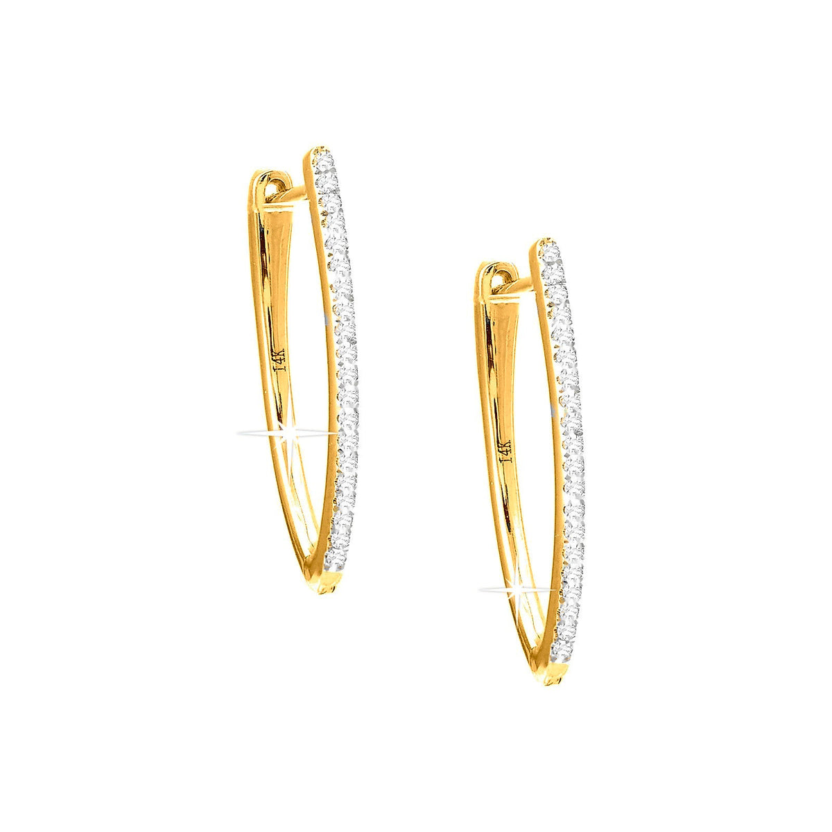 20mm Aretes de Dama Oro 14k Argolla con Diamantes Naturales