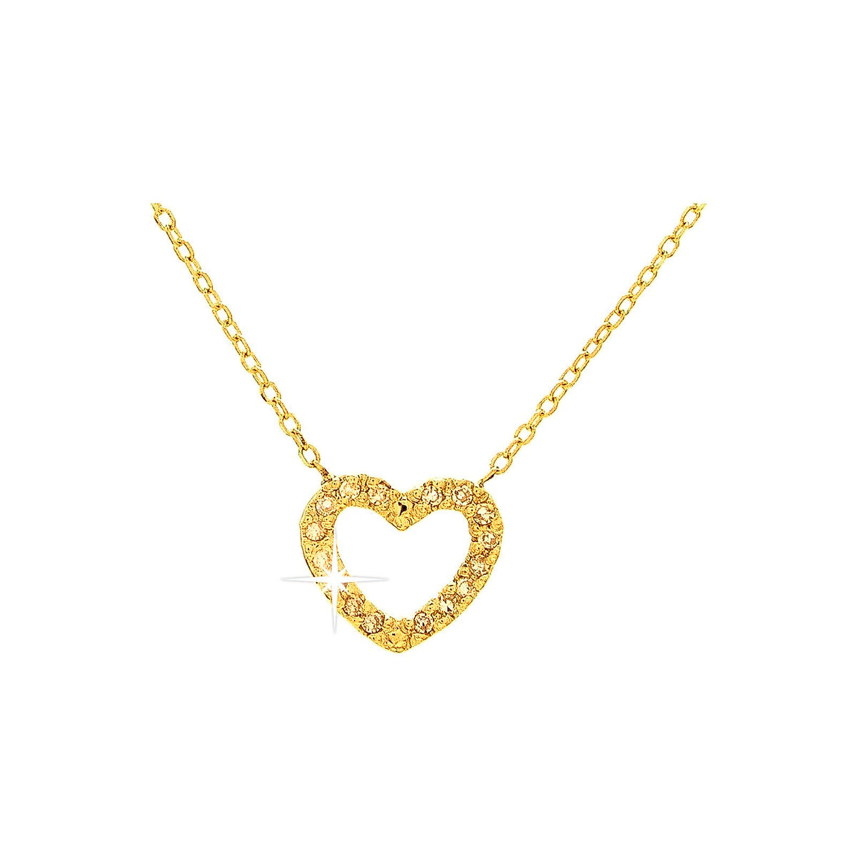 8mm Collar Oro 14k Corazón Pavé con Diamantes Naturales