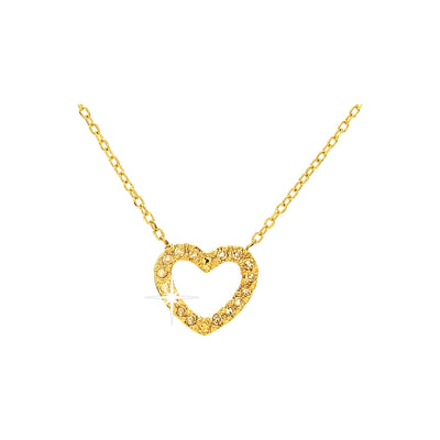 8mm Collar Oro 14k Corazón Pavé con Diamantes Naturales