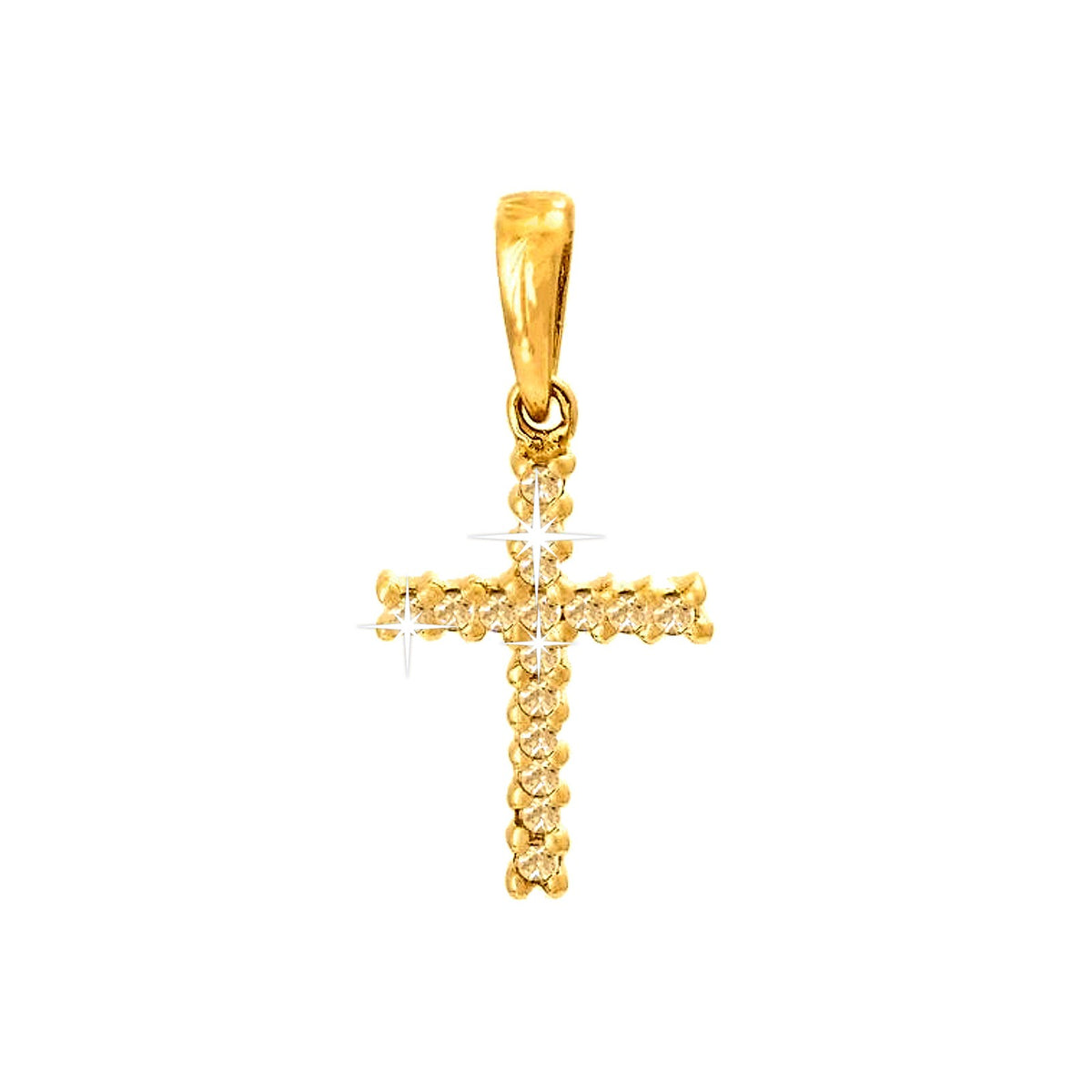 Dije Oro 14k Cruz Pavé con Diamantes Naturales