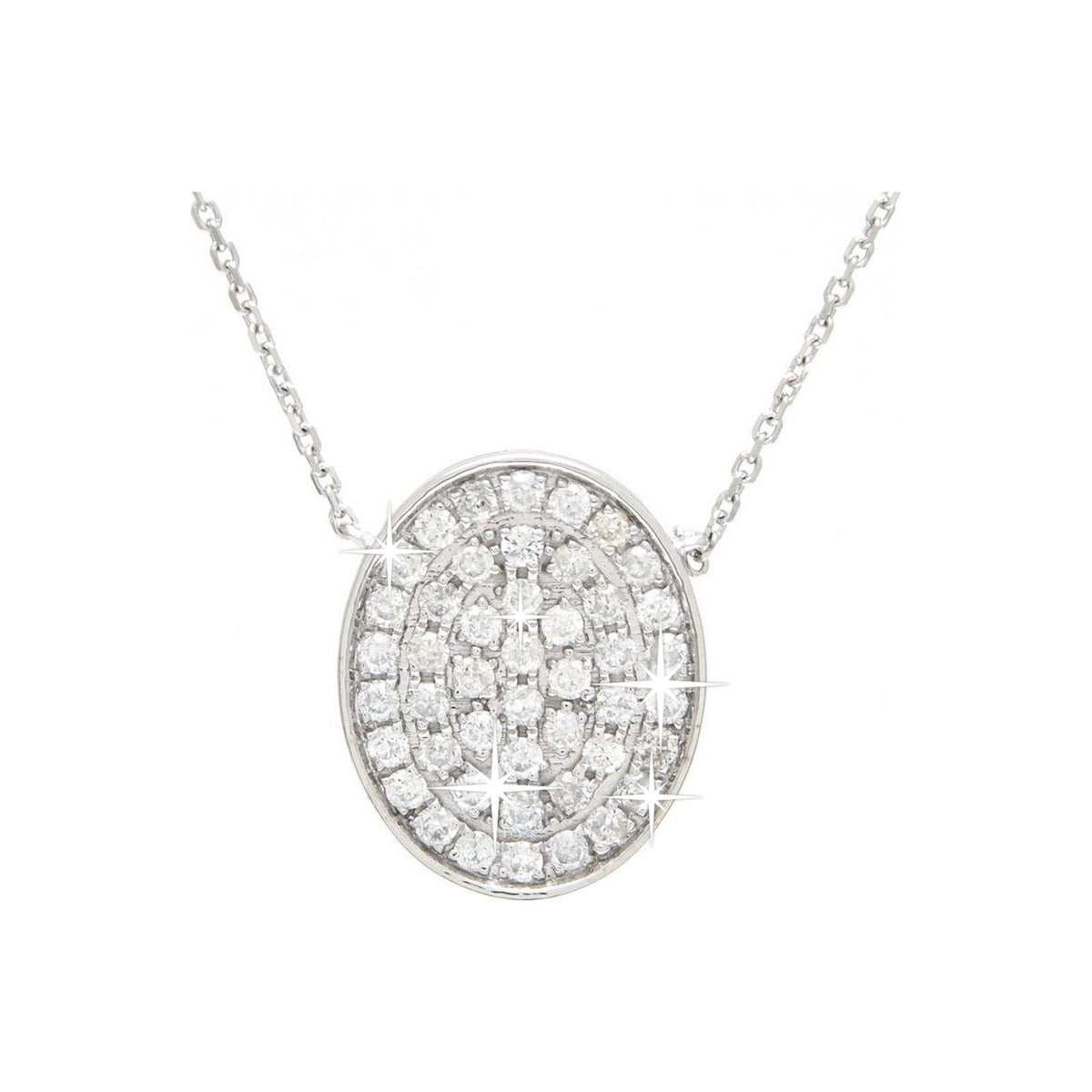 Collar Oro Blanco 14k Redondos Ovalados con Diamantes Naturales