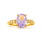 Anillo de Dama Oro 10k Solitario Lila con Circonios