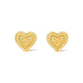 Aretes de Dama Oro 10k Corazón Pavé con Halo