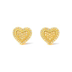 Aretes de Dama Oro 10k Corazón Pavé con Halo