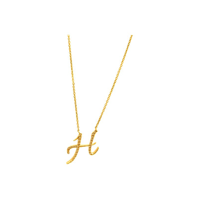 Collar Oro 14k Inicial Pavé con Diamantes Naturales
