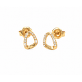 6x8mm Aretes de Dama Oro 14k Aro Triangular Calado con Diamantes Naturales