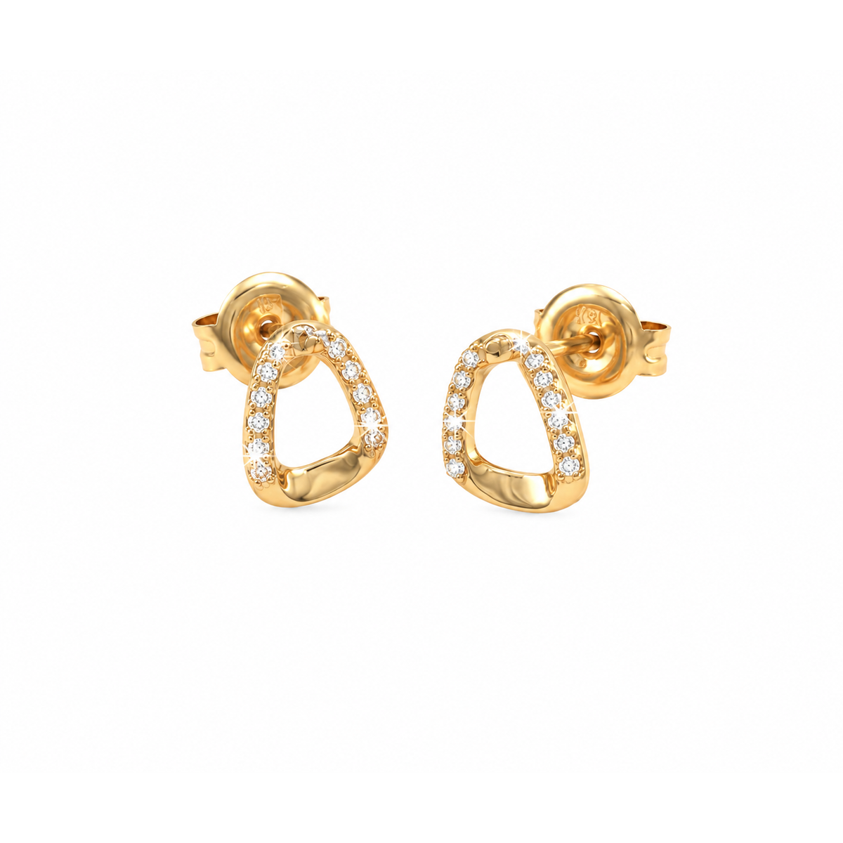 6x8mm Aretes de Dama Oro 14k Aro Triangular Calado con Diamantes Naturales