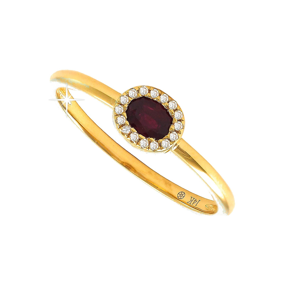 Anillo de Dama Oro 14k Ovalados con Rubí y Diamantes Naturales