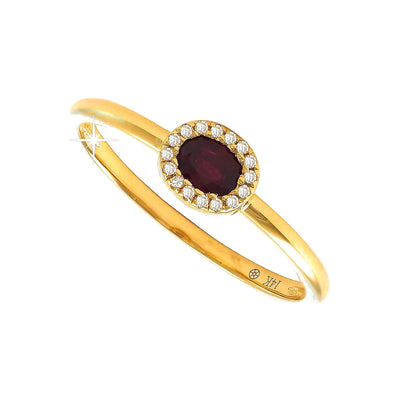 Anillo de Dama Oro 14k Ovalados con Rubí y Diamantes Naturales