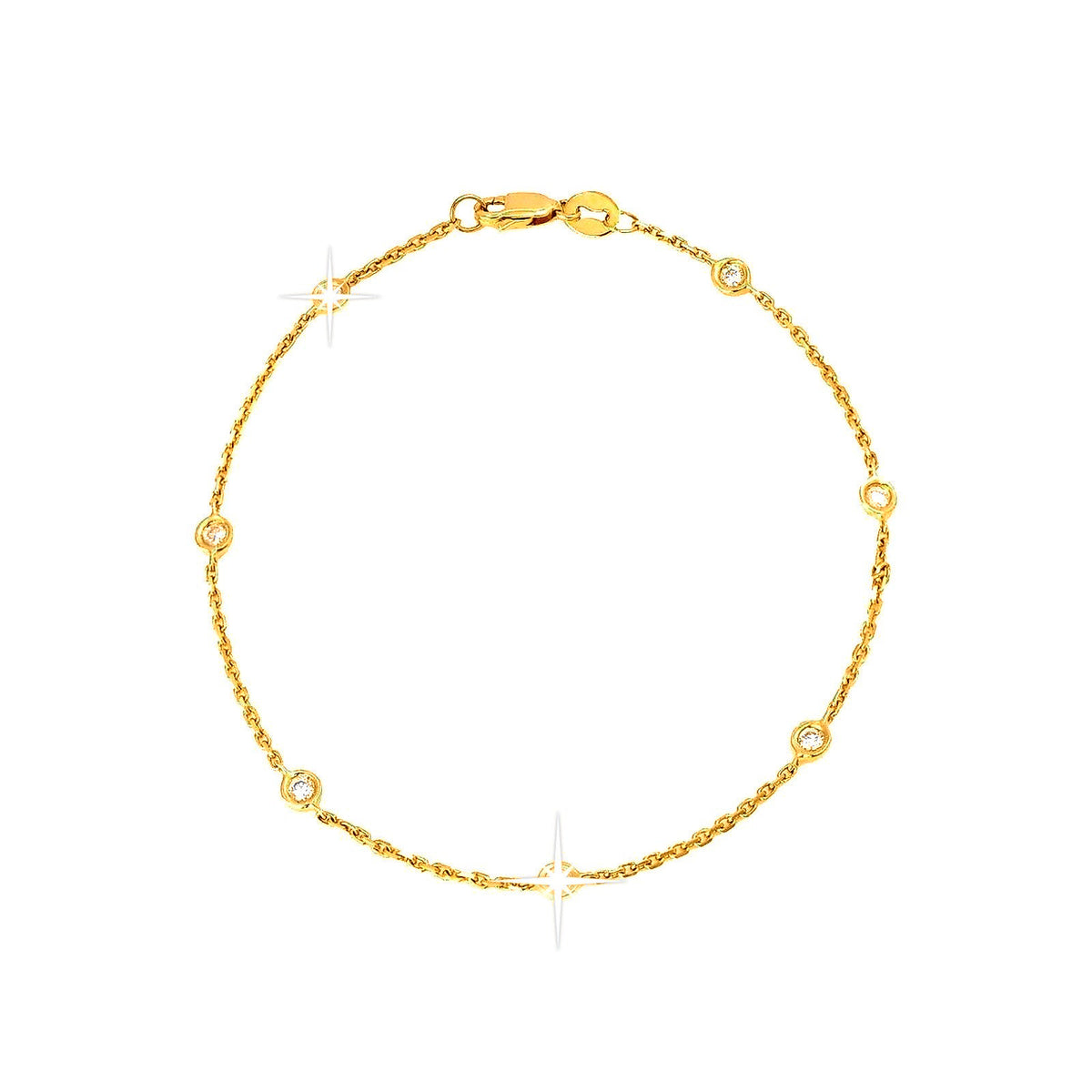 Brazalete de Dama Oro 14k Redondos con Diamantes Naturales