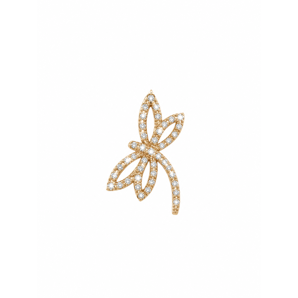 18.5x13.3mm Dije Libélula Oro 14k con Diamantes Naturales