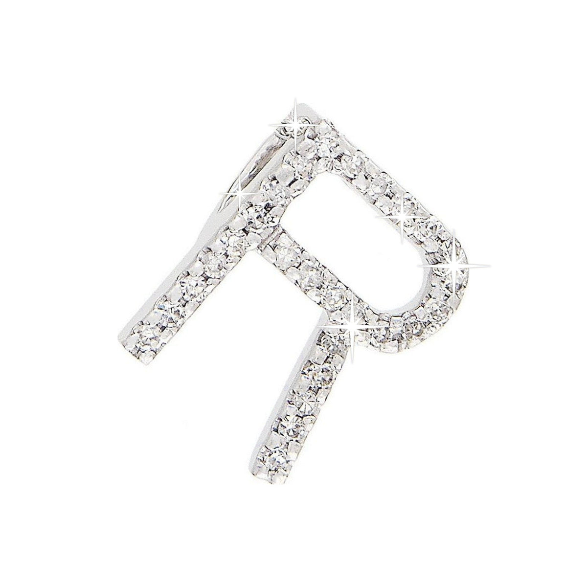 Dije Oro Blanco 14k Inicial Pavé con Diamantes Naturales