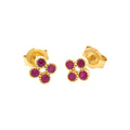 Aretes de Dama Oro 14k Redondos con Rubí