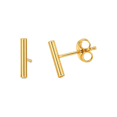 Aretes de Dama Oro 18k Barra Vertical Acanalada