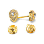 Aretes de Dama Oro 14k Gota con Halo Pavé