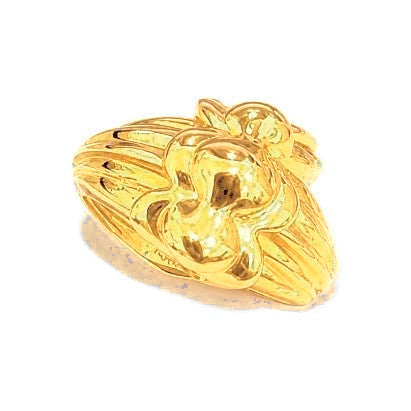 Anillo de Dama Oro 10k Flor Pulida Abombada