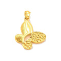 Dije Mariposa Oro 14k Asimétrica Textura Mixta