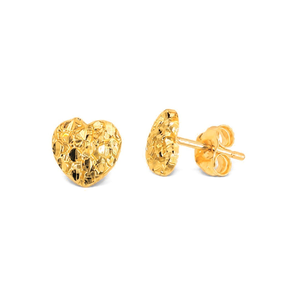 Aretes de Dama Oro 14k Corazón Texturizado