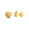 Aretes de Dama Oro 14k Corazón Texturizado