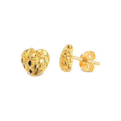 Aretes de Dama Oro 14k Corazón Texturizado