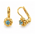 Aretes de Dama Oro 18k Flor de Soga con Circonio Celeste