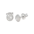 5.41mm Aretes de Dama Oro Blanco 14k Topos Redondos con Diamantes Naturales