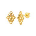 Aretes de Dama Oro 10k Rombo de Discos Facetados con Borde de Bolitas