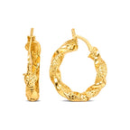 Aretes de Dama Oro 10k Aro Trenzado Textura Granulada
