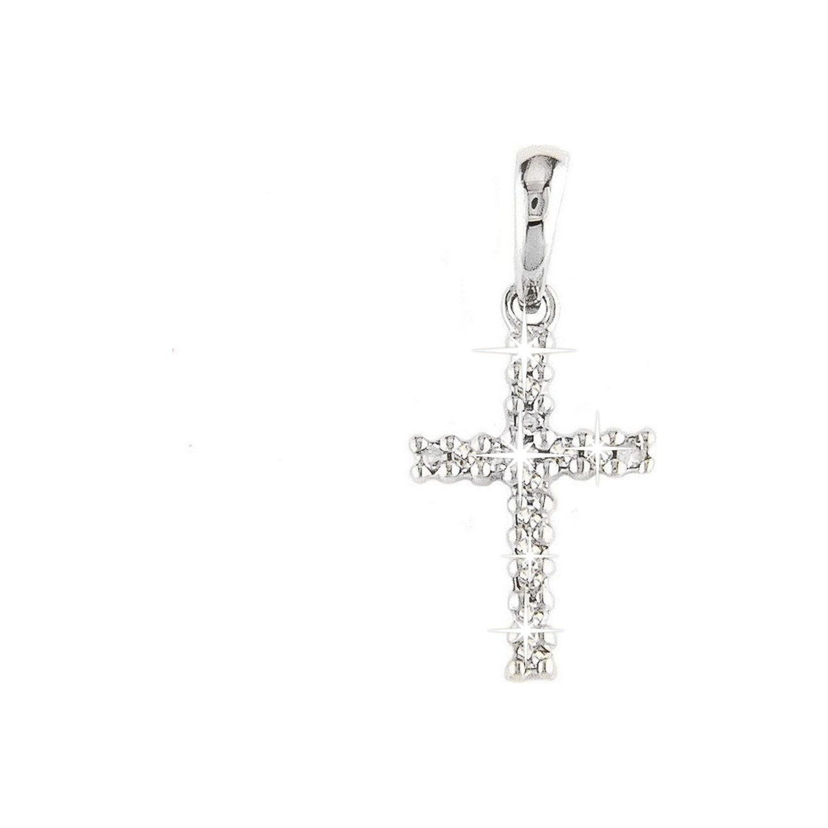 Dije Oro Blanco 14k Cruz con Diamantes Naturales