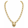 Cadena Collar Oro 10k Eslabón Rolo con Candado de Corazón