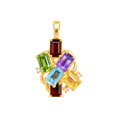 Dije Oro 14k Racimo de Piedras Naturales Multicolor