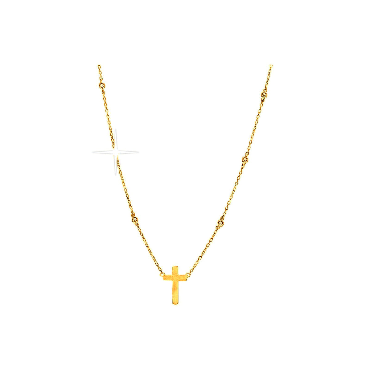 6.2x10mm Collar Oro 14k Cruz con Diamantes Naturales