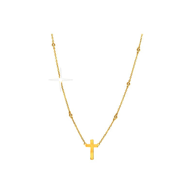 6.2x10mm Collar Oro 14k Cruz con Diamantes Naturales