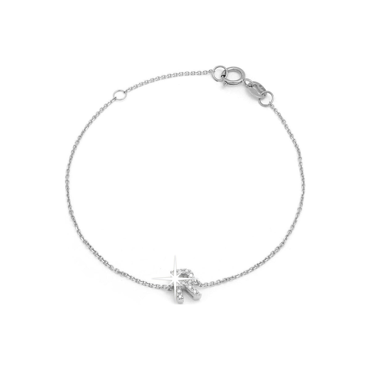 Brazalete de Dama Oro Blanco 14k Inicial con Diamantes Naturales
