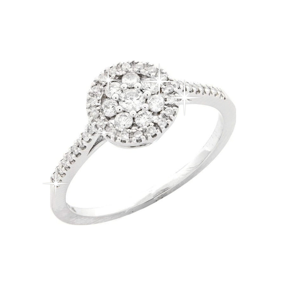 Anillo de Dama Oro Blanco 14k Redondos con Diamantes Naturales