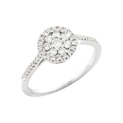 Anillo de Dama Oro Blanco 14k Redondos con Diamantes Naturales