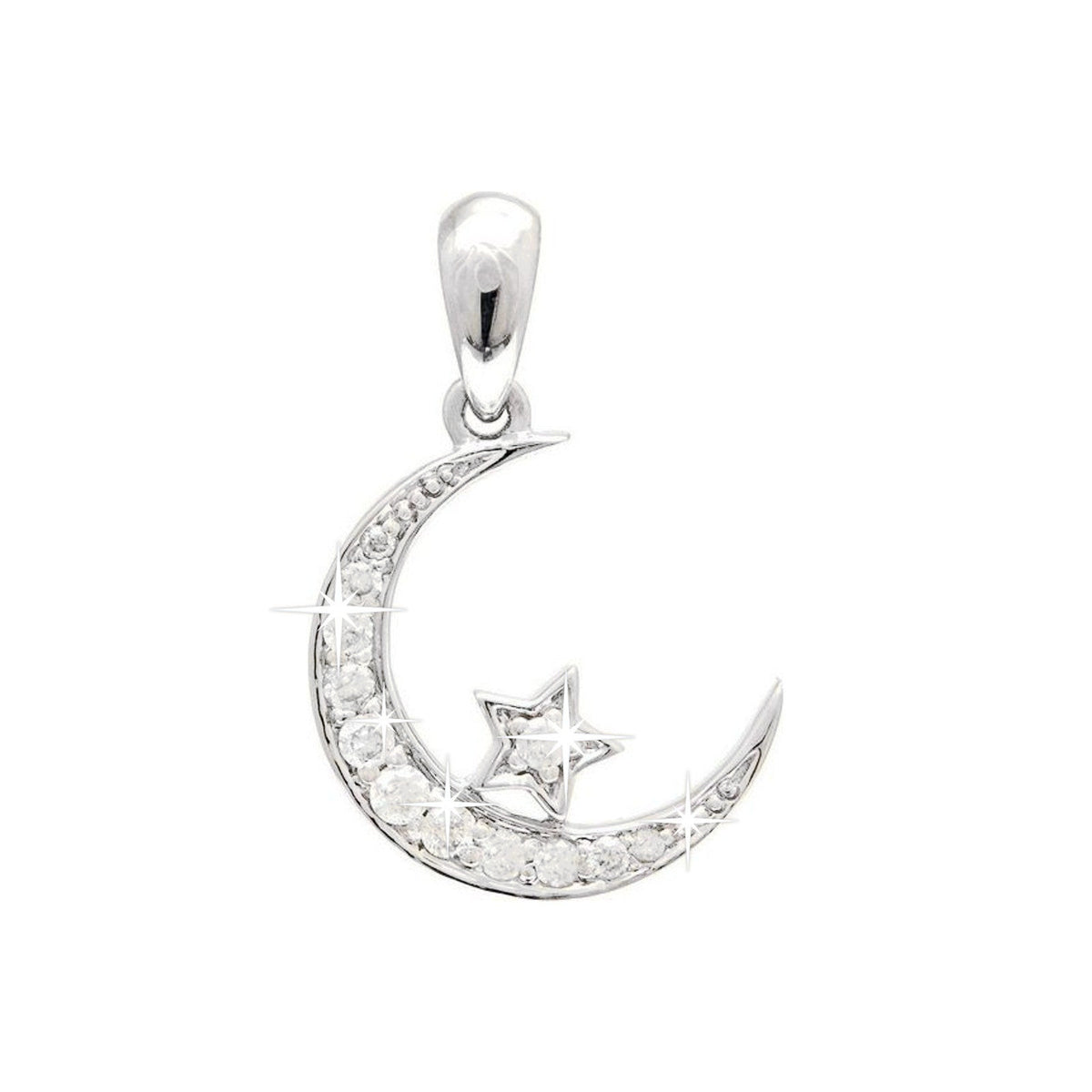 12x20mm Dije Oro Blanco 14k Estrella Pavé con Diamantes Naturales