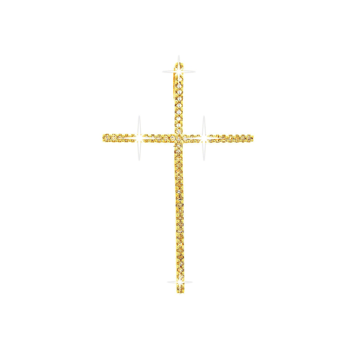 Dije Oro 14k Cruz Pavé con Diamantes Naturales