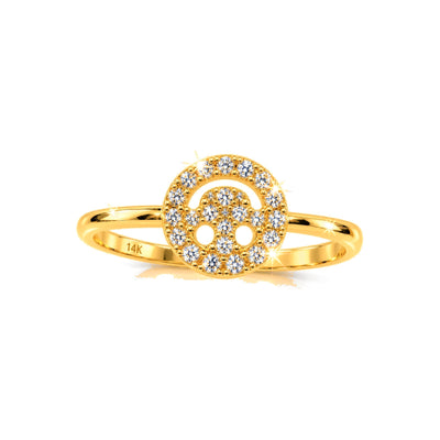 Anillo de Dama Oro 14k Disco con Diamantes Naturales