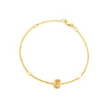 7mm Brazalete de Dama Oro 14k Inicial Pavé con Diamantes Naturales
