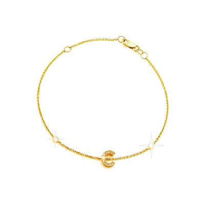 7mm Brazalete de Dama Oro 14k Inicial Pavé con Diamantes Naturales