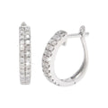 3x11mm Aretes de Dama Oro Blanco 14k Argolla Redondos con Diamantes Naturales