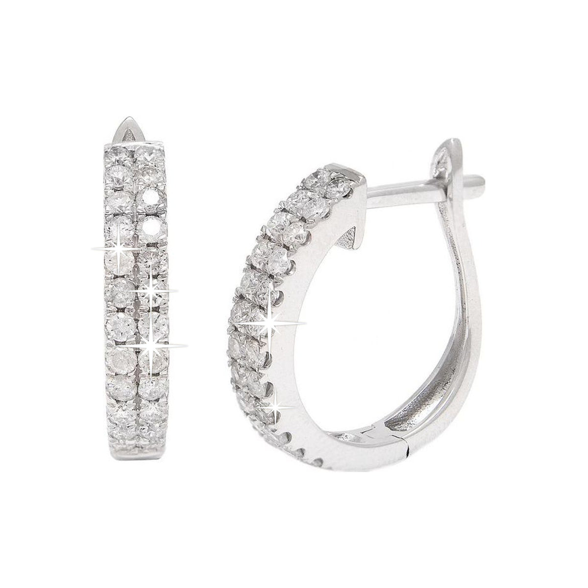 3x11mm Aretes de Dama Oro Blanco 14k Argolla Redondos con Diamantes Naturales