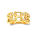 Anillo de Dama Oro 10k Eslabones con Racimos de Circonios