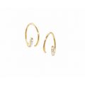 Aretes de Dama Oro 14k Espiral Abierta con Línea de Diamantes Naturales