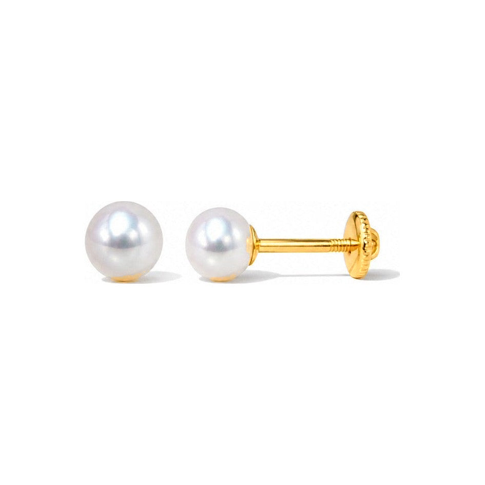 Aretes de Dama Oro 14k Perla Grande
