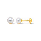 Aretes de Dama Oro 14k Perla Grande